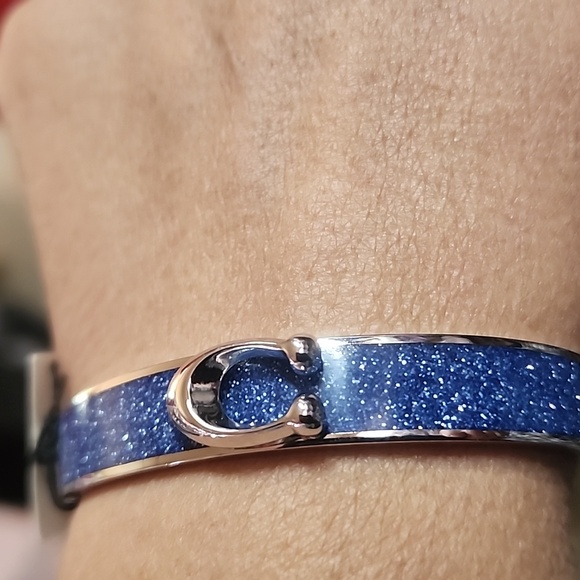 Coach Blue Sparkle Hinged Bracelet Nwt and Dusty Bag - Picture 2 of 6